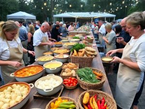 Mese pline cu sarmale, mămăligă și plăcinte la festival tradițional