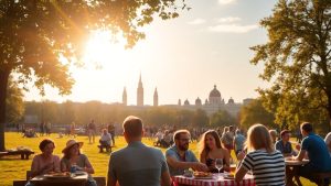 Oameni bucurându-se de activități de weekend în Cluj-Napoca.